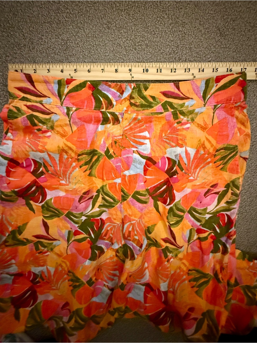 C&C California Wide Leg Pants Orange Tropical Palm Print 100% Linen NWT | Sz XL - Picture 10 of 15